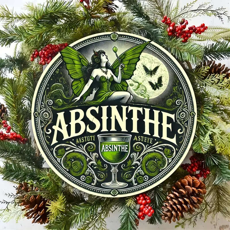 1pc Round Metal Sign Absinthe Themed Aluminum Wall Art Durable Craft Tool for Home Office Decor Idea