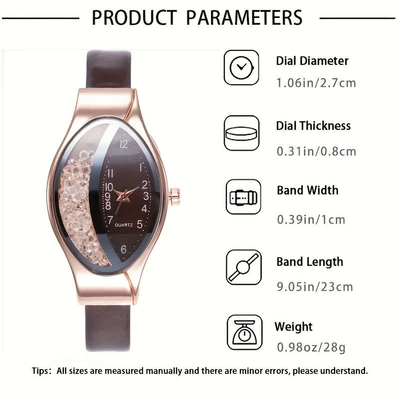 5pcs Set Elegant Women'S Quartz Watch and Jewelry Set Unique Flowing Sand Design Alloy Case