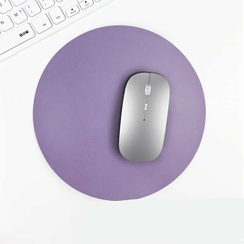 1pc Round Faux Leather Mouse Pad Sleek Black Smooth Surface for Precision Tracking