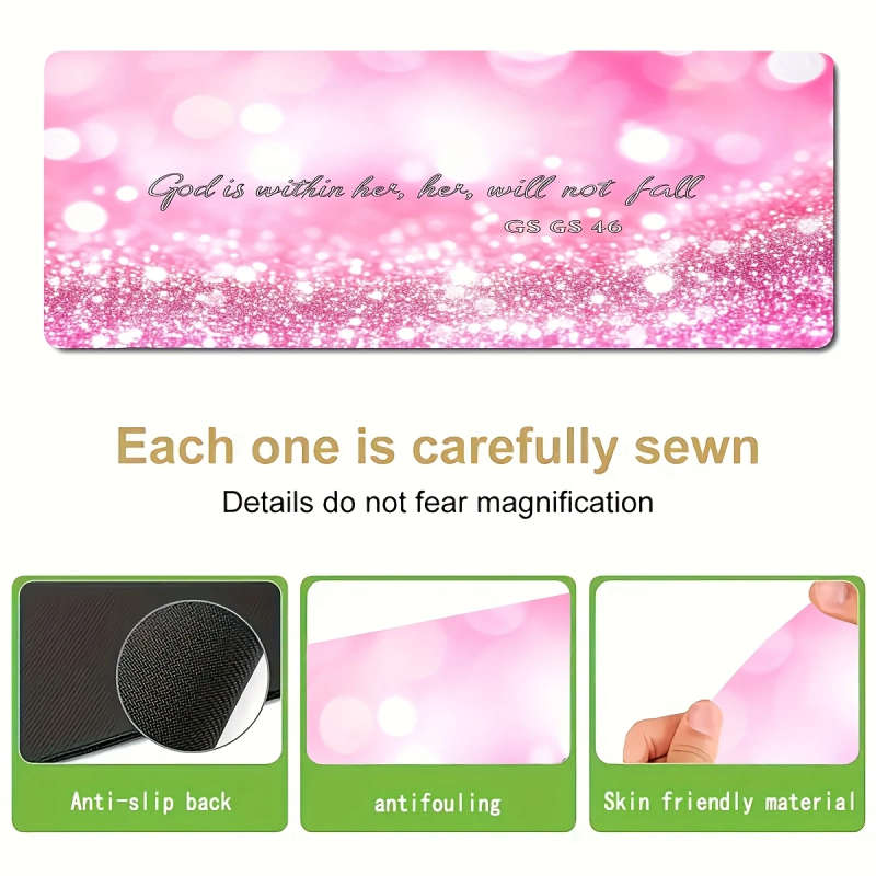 1pc 30x80cm Durable Gaming Mouse Pad Waterproof Non-Slip Inspirational Pink Design