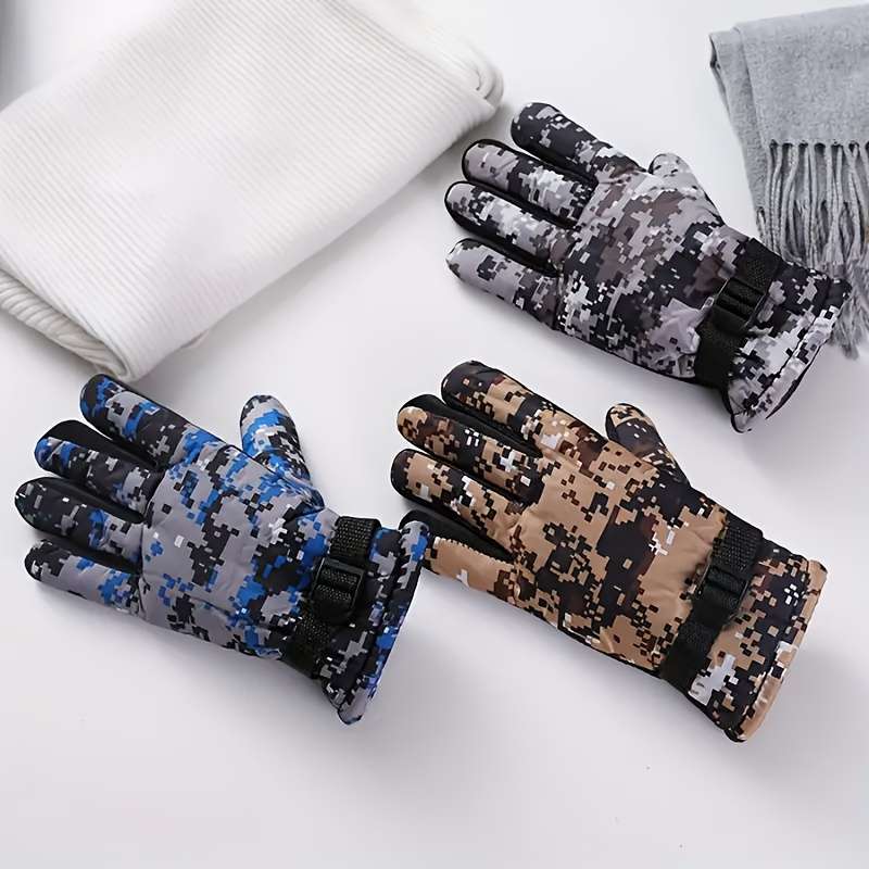 1 Pair Camouflage Grey Warm Gloves