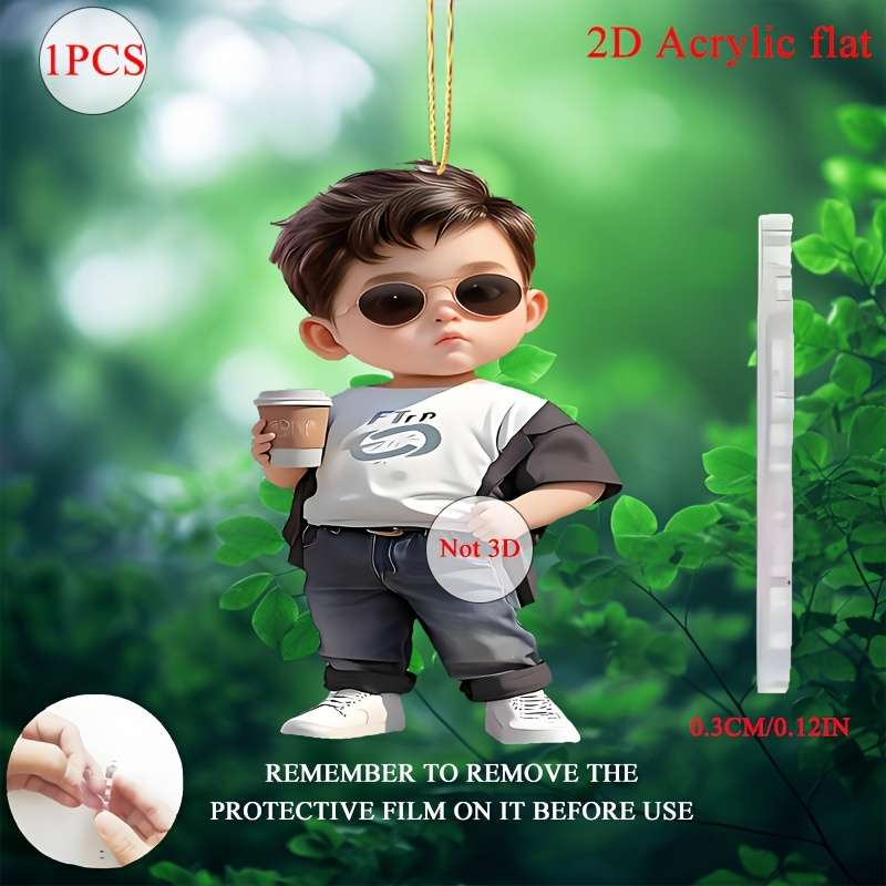 1pc 2D Flat  One piece of  acrylic material fashionable style cool for Man and woman theme