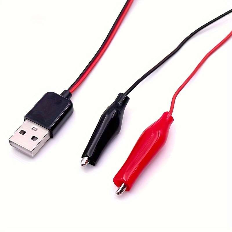 2pcs Male and Female Connection Adapter Cables Crocodile Test Clip USB
