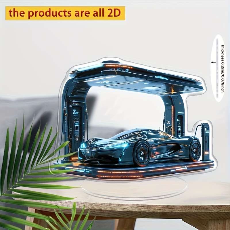 1pc 2D Flat   Futuristic Cyberpunk Style  Acrylic Ornament with LED Base Fashionable Sports