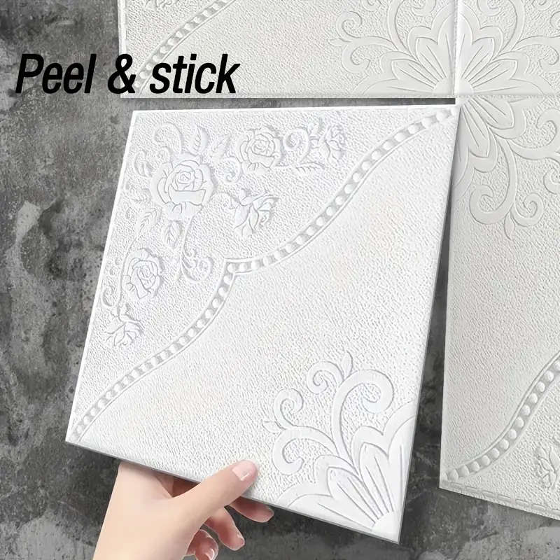 80pcs 3D Floral Self-Adhesive Wall Tile Stickers