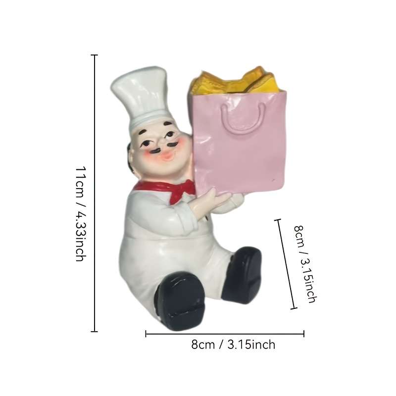 1pc Chef Toothpick Holder Pink Bag-Shaped Kitchen Decor ABS Resin Cute Cartoon Chef Figurine