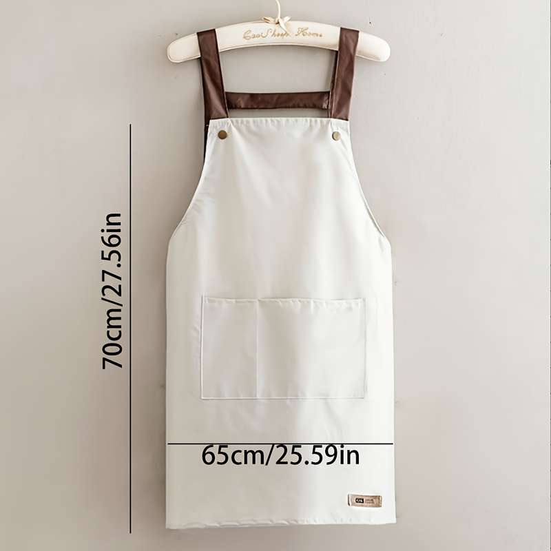 1pc Kitchen Apron with Large Pocket Adjustable Neck Strap Durable Polyester for Cooking B