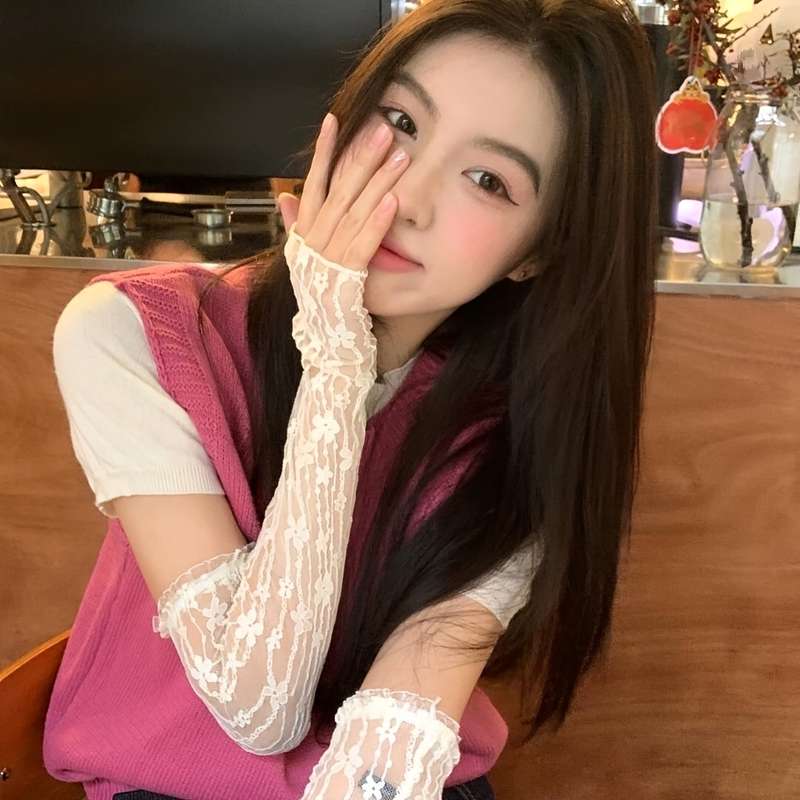 1 Pair White Adult Lace Ballet Style Gloves