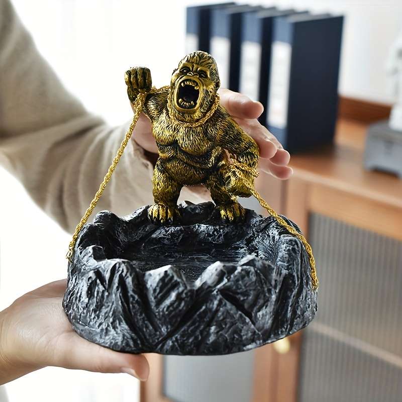 1pc Modern Gorilla Ashtray with Lid Unique Animal Design Plastic Irregular Shape Ideal for