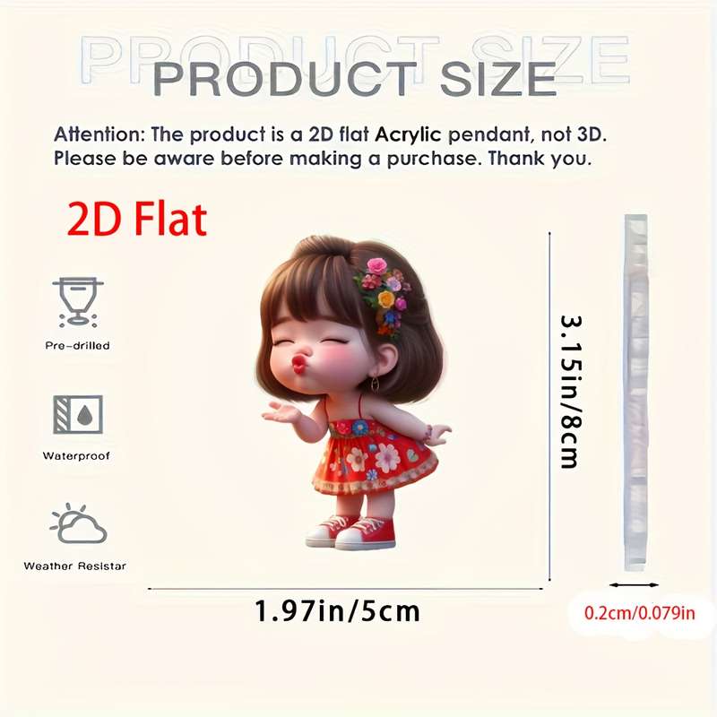 1pc 2D Flat  printing Charming Angel Acrylic Pendant Versatile Hanging Decor for Car Christmas
