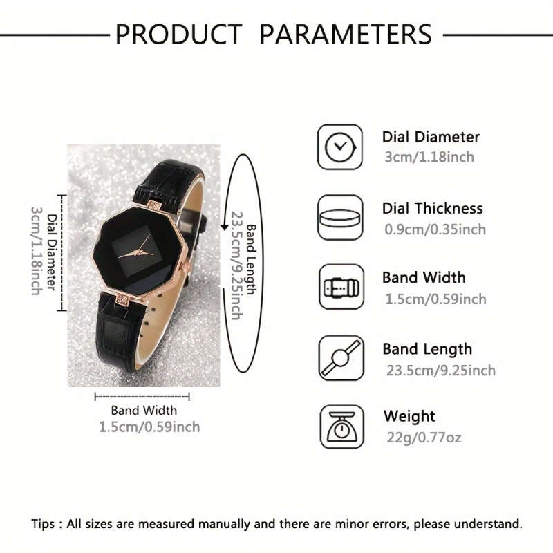 2pcs Set Elegant And Fashionable Women's PU Leather Strap Quartz Watch Exquisite Love Bracelet Suita