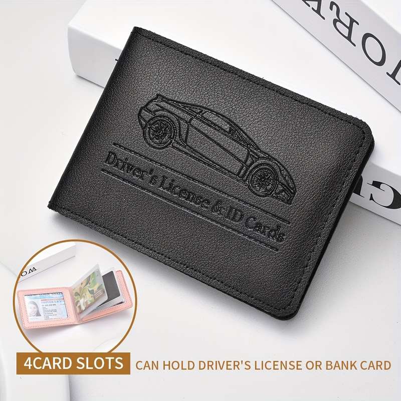 1pc DEABOLAR Driver's License ID Card Holder Stylish Car Design Wallet for Credit Cards Compac