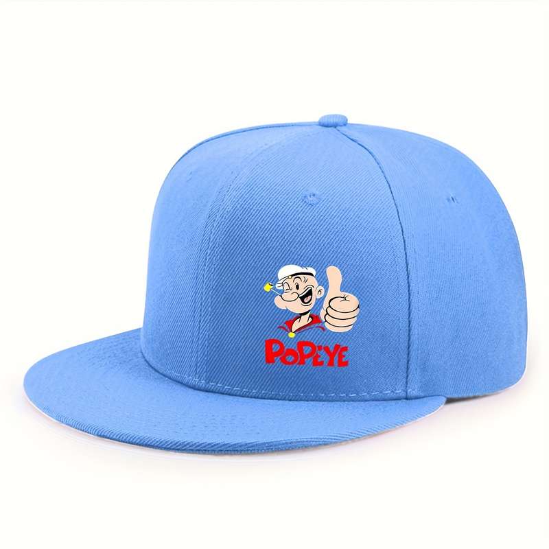 1pc Hip-Hop Baseball Cap with Popeye Cartoon Print Adjustable Breathable Polyester Sun Hat f