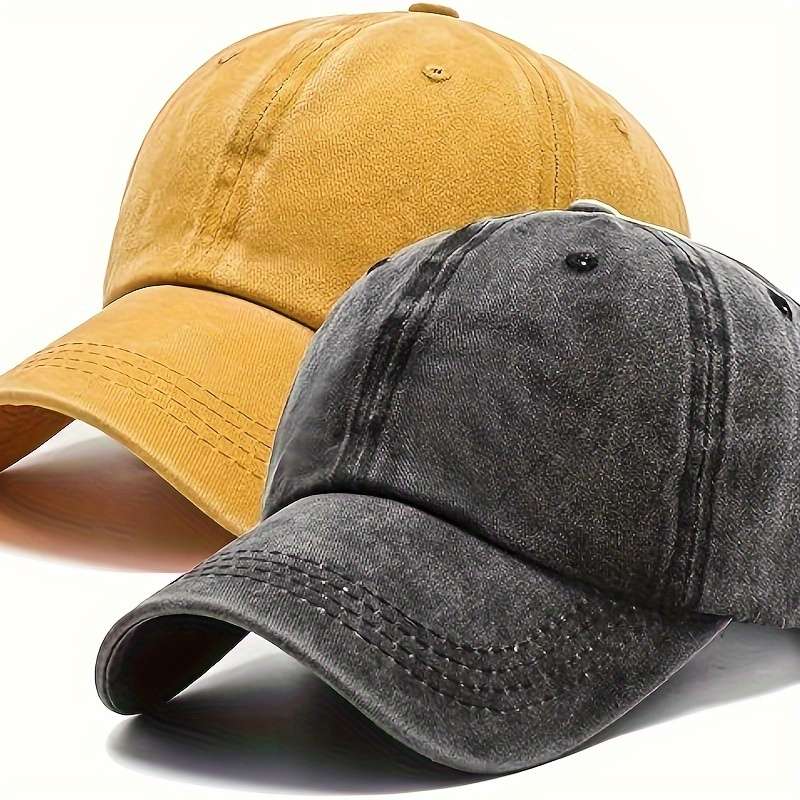 1pc Vintage Washed Denim Baseball Caps 100% Cotton Unisex Adjustable Inelastic Outdoor Sun Sh
