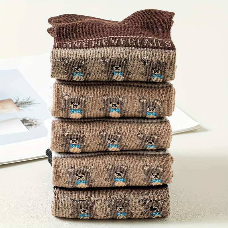 5 Pairs Mixed Color Asian One Size High Elastic Socks