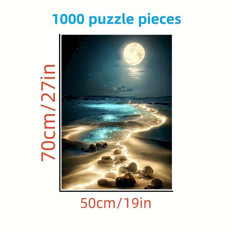 1000pcs Moonlight Beach Puzzles for Adults Birthday Halloween Thanksgiving Easter