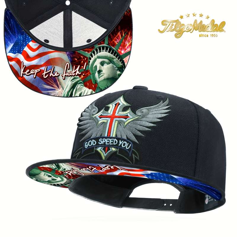 1pc TilgoMedal Navy and Black Wool Snapback Baseball Cap God Speed You Embroidery with Amer