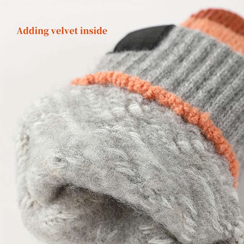 1 Pair Orange Warm Gloves