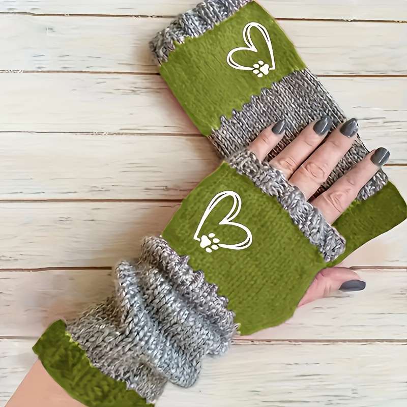 1 Pair Green Warm Gloves