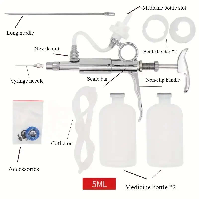 3 In 1 Continuous Syringe 5Ml Adjustable Veterinary Syringe