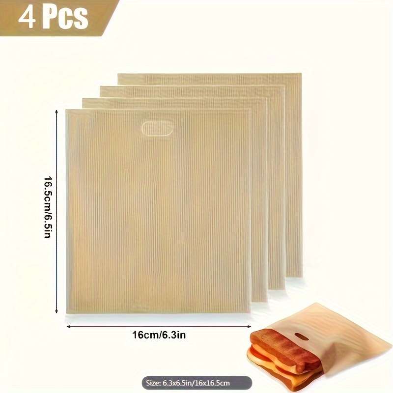 4pcs 6.3x6.5in 16x16.5cm Non-Stick Reusable Toaster Bags Create Grilled Cheese Sandwiches In