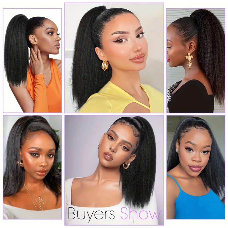 16 Inch Curly Straight Ponytail Extensions