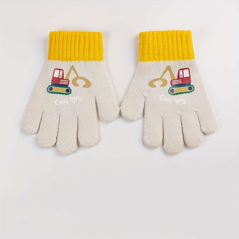 1 Pair Orange Thick Style Size 1 To 5 Years Old Warm Gloves