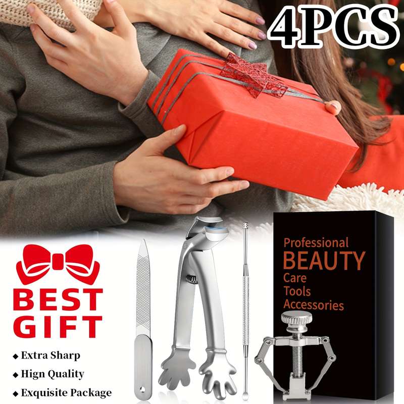 4pcs Heavy Duty Toenail Clippers Set Ergonomic Large Angled Head Nail Clippers with Catcher