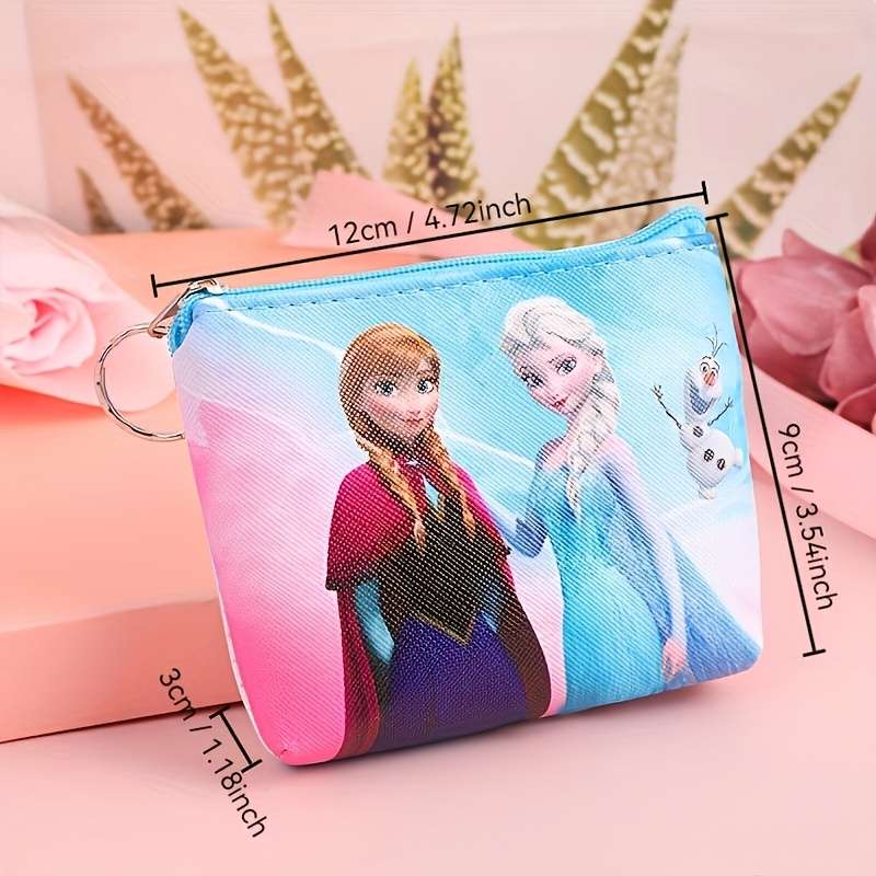 1pc Kawaii Frozen-Themed Coin Purse Card Holder with Zipper Cute Portable Wallet Featuring Els