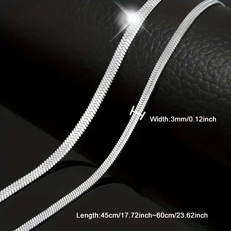 3mm Flat Snake Bone Chain Necklace - 304L Stainless Steel
