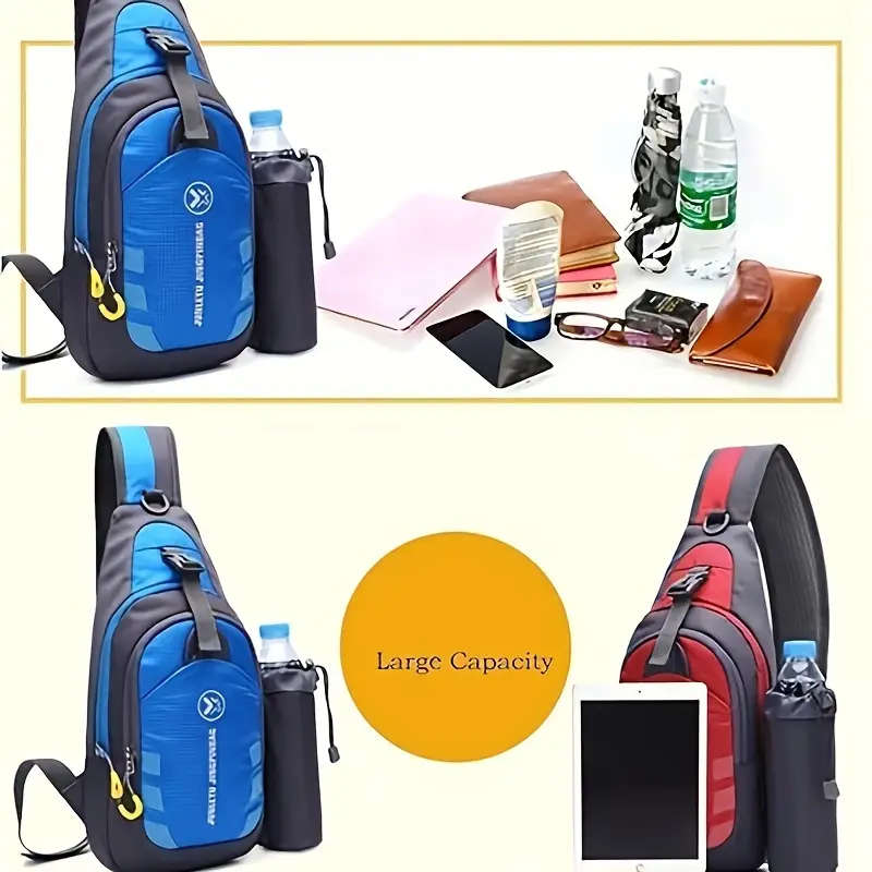 1pc Athletic Canvas Crossbody Chest Bag Versatile Unisex Sling Backpack with Multiple Compartments