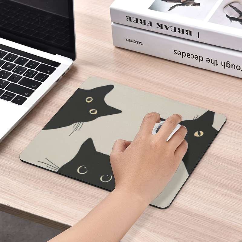 1pc of Three Black Cat Game Mouse Pads Rectangular Mouse Pads for Women and Girls w