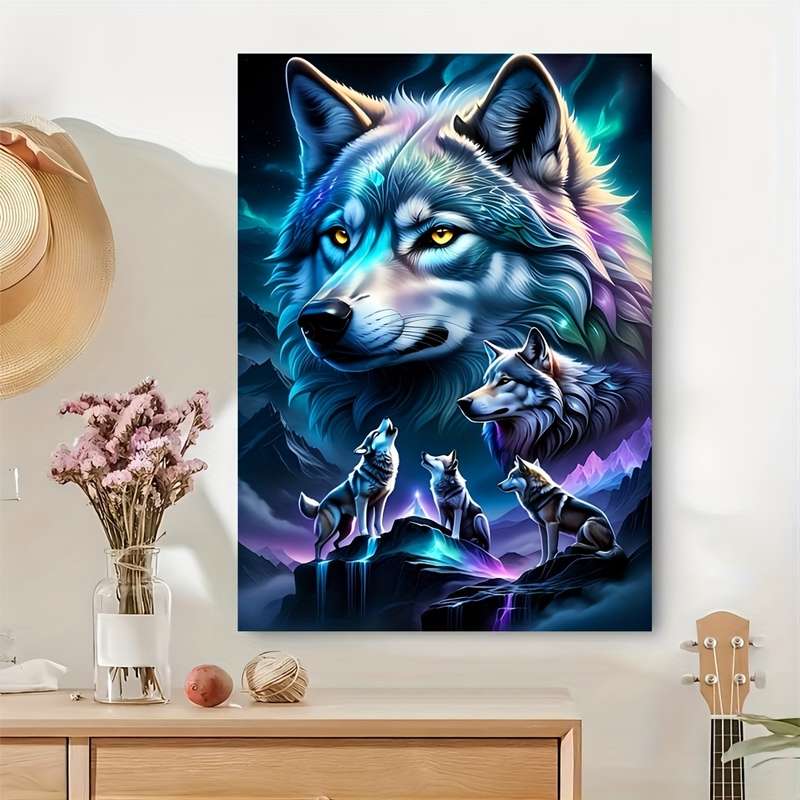 1000pcs Durable Wolf-Themed Jigsaw Puzzle Seamless White Cards 19.7 x 27.5 for A