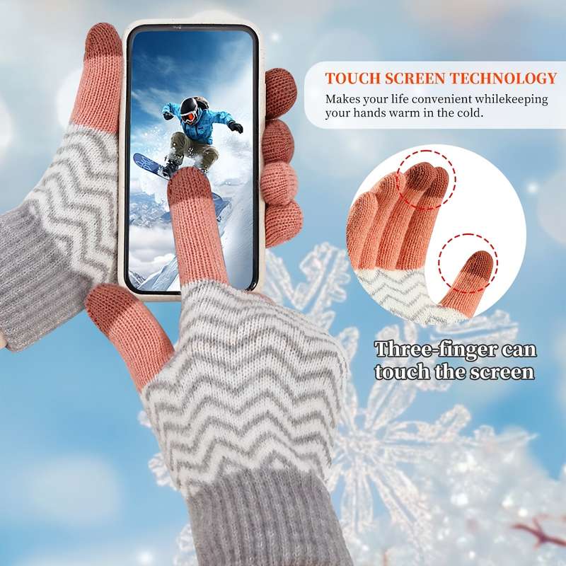 1 Pair Orange Warm Gloves