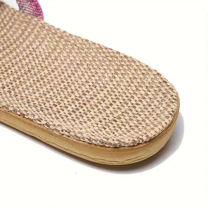 Women's BOHO Striped Linen Slippers - Summer Fashion, Comfortable Indoor/Outdoor Flats with EVA Sole
