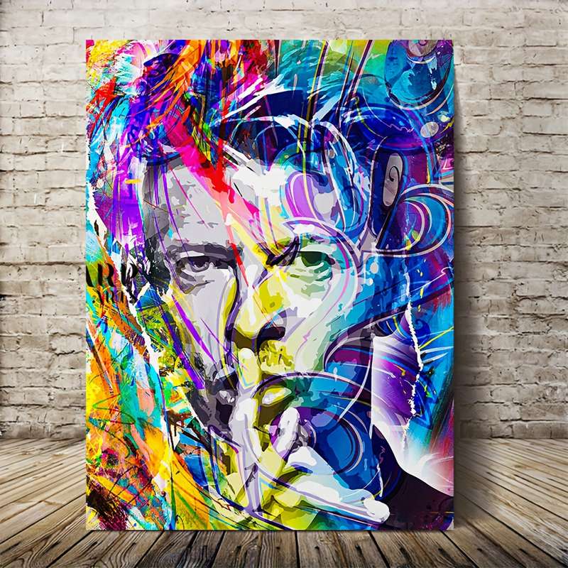 1pc  Framed David Bowie Abstract Portrait Canvas Art 29.97x39.88 cm Pop Art Wall Decor Vibran