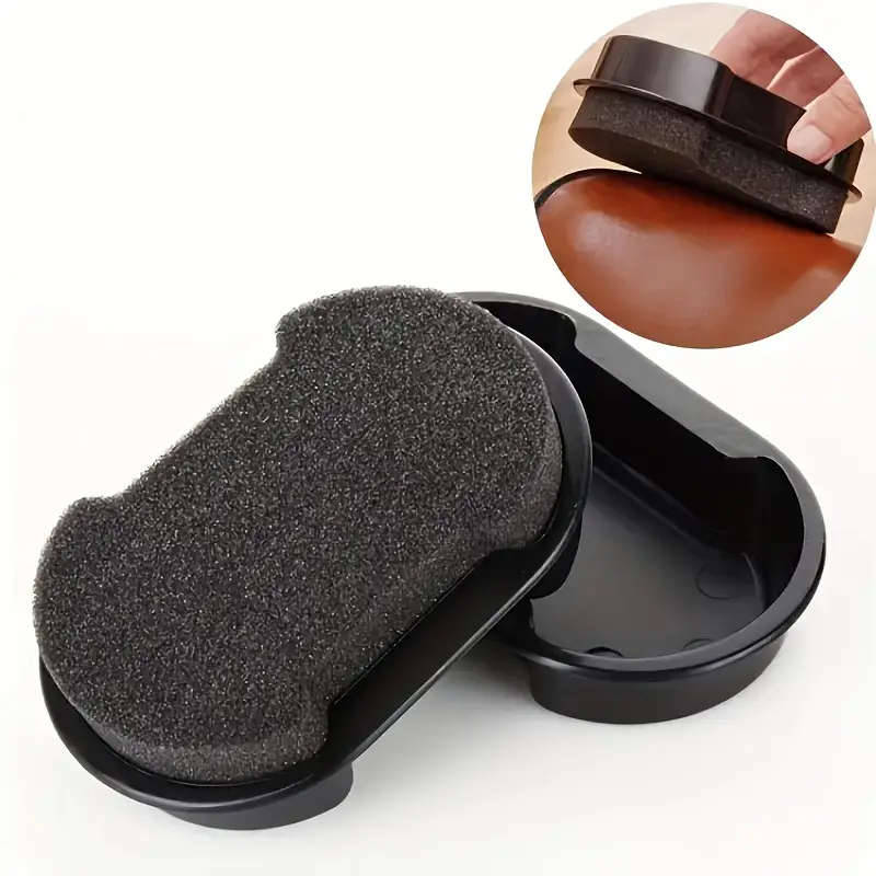 1pc Double-Sided Portable Shoe Polish Sponge Quick Decontamination Colorless Faux Leather Cleaner Co