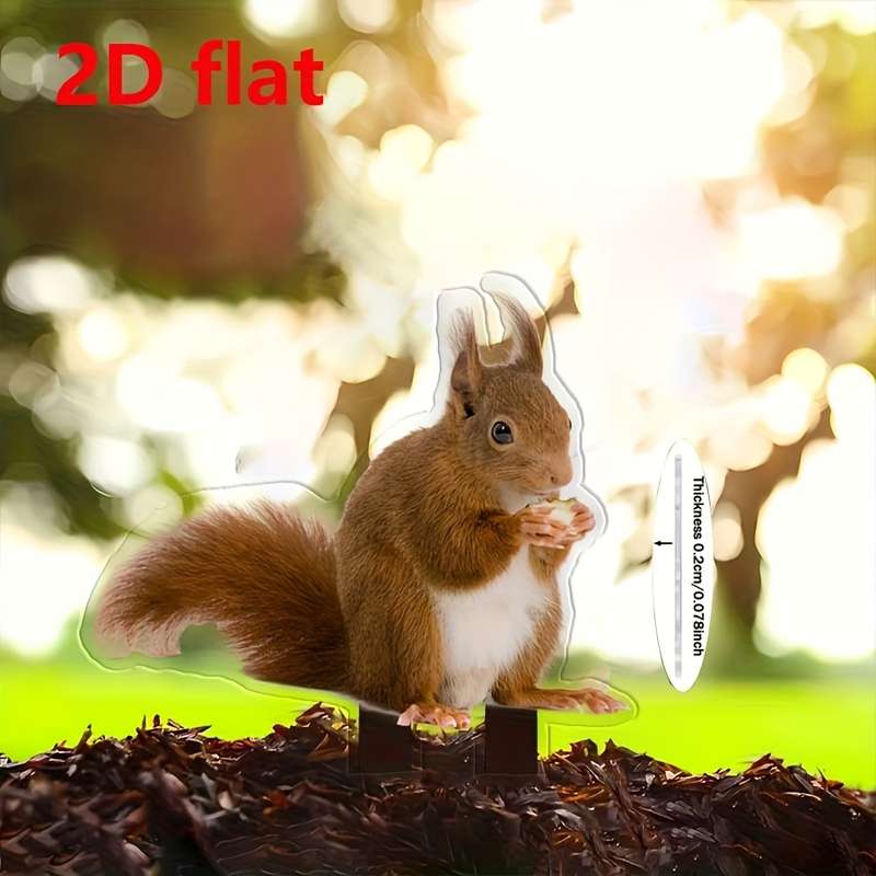 1pc 2D Flat  Bohemian Style Cute Squirrel Acrylic Garden Sign Outdoor Weatherproof  Art Sign An