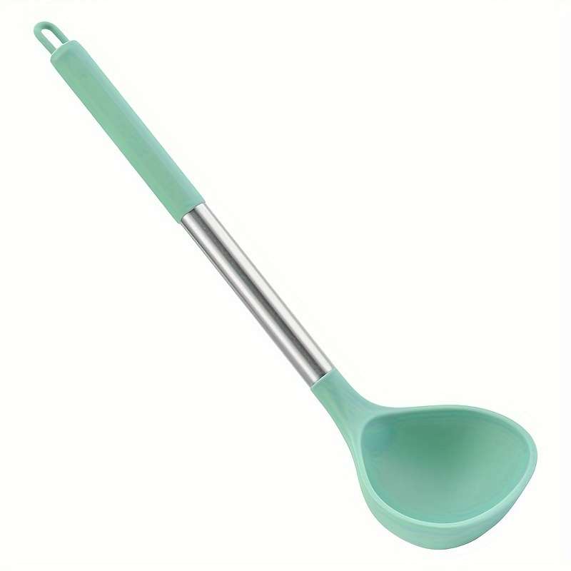 1pc large silicone spoon silicone spoon stainless steel handle spoon large spoon non-stick
