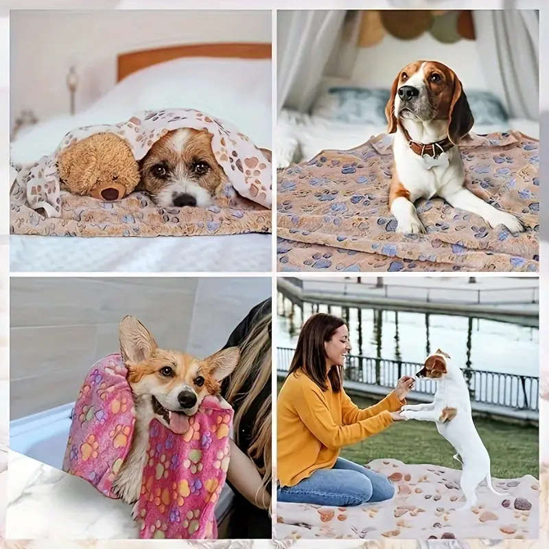 3pcs Pet Blankets for Dogs Cats Soft Polyester Fiber Machine Washable Stain-Resistant