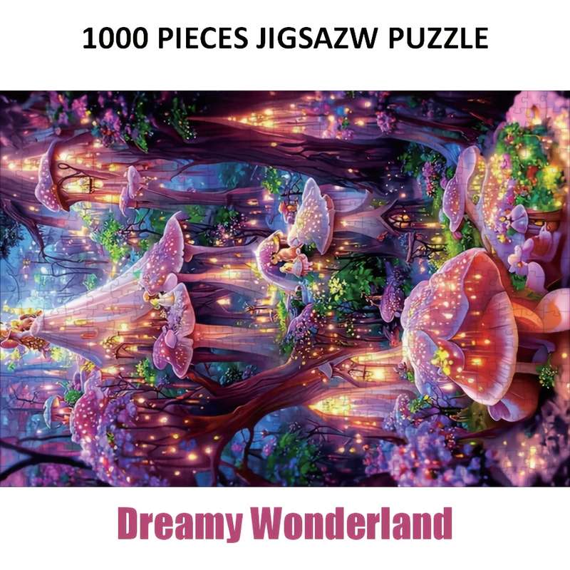 1000pcs Mini Jigsaw Puzzle Enchanting Fairy Tale Wonderland Scene with Glowing Mush