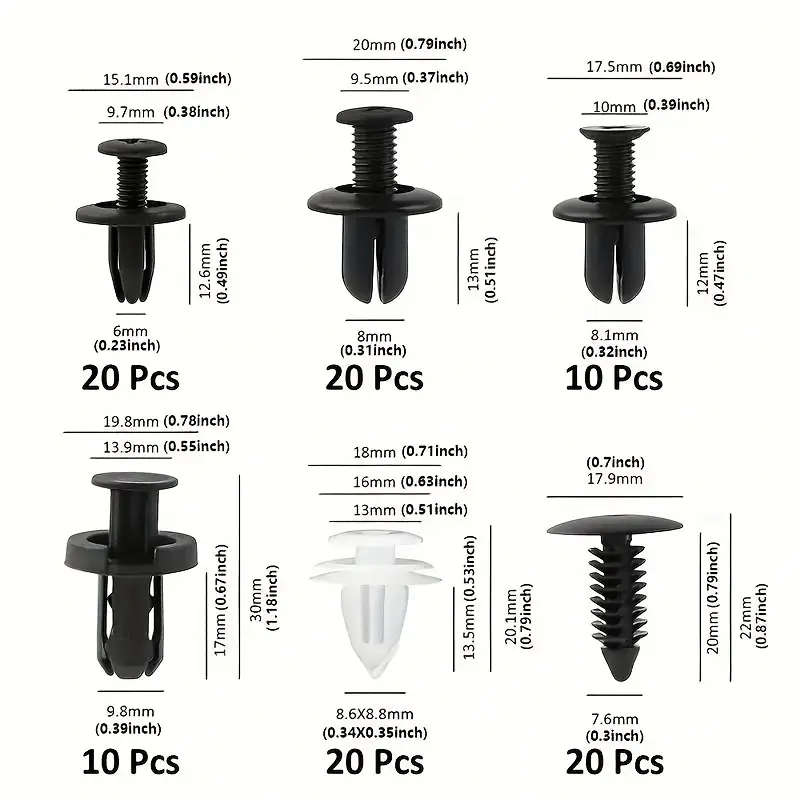 100pcs 6 Types Car Universal Plastic Fastener Plastic Screw Nails