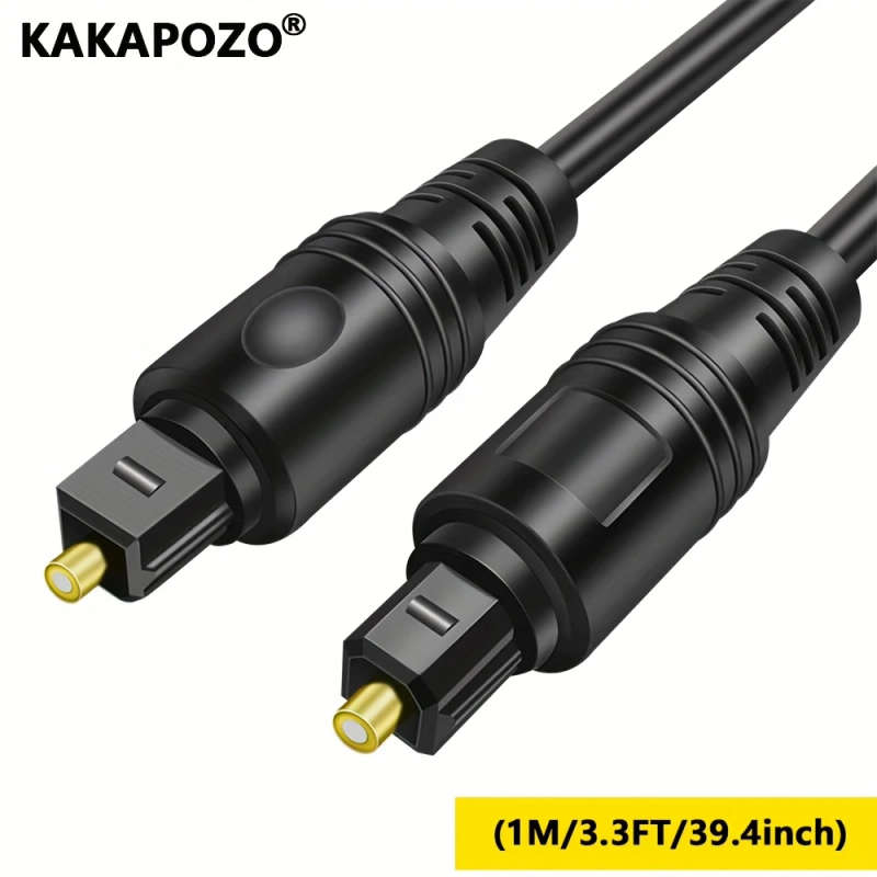 1pc 100cm Optical Audio Cable Black Fiber Optic Lead with Golden Connectors for Soundbars Amps Home