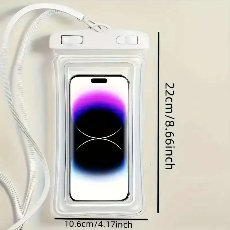 1pc Waterproof Phone Storage Bag with Neck Strap Clear PVC Dry and Wet Separation Pouch for Outdoor