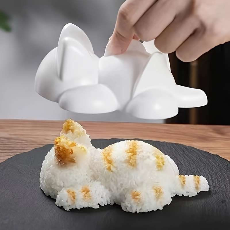 1pc WhimsyCat Creative Cat-Shaped Sushi Mold Plastic Japanese Rice Mold for DIY Sushi Making