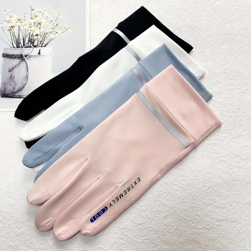 1 Pair Womens Summer Ice Gloves Breathable Stretchy Touchscreen Compatible Sun Protection