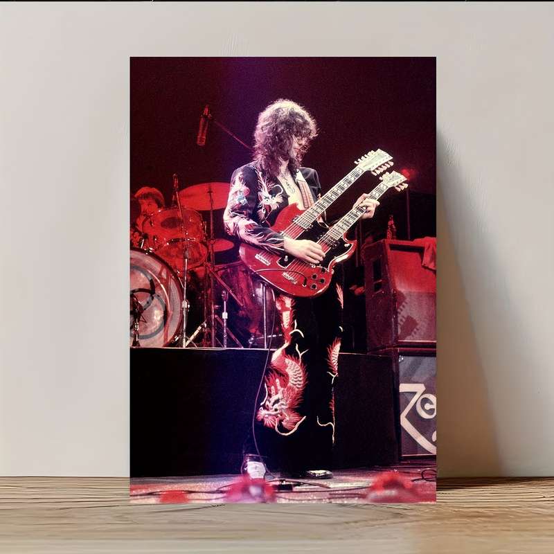 1pc Vibrant Frameless Jimmy Page Band Concert Poster HD Canvas Wall Art 30.48x45.72 cm Durable