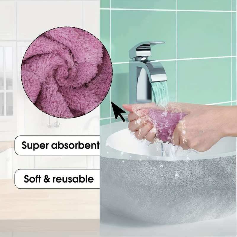10pcs Ultrafine Fiber Dish Cloths Multi-Purpose Cleaning Towels Double-Sided Scrubbing Spon
