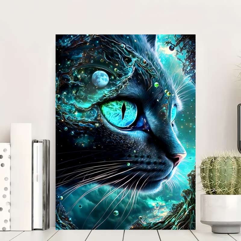 1000pcs Thickened White Cardboard Large Cat DIY Puzzle 19.7x27.5in Mixed Colors Re