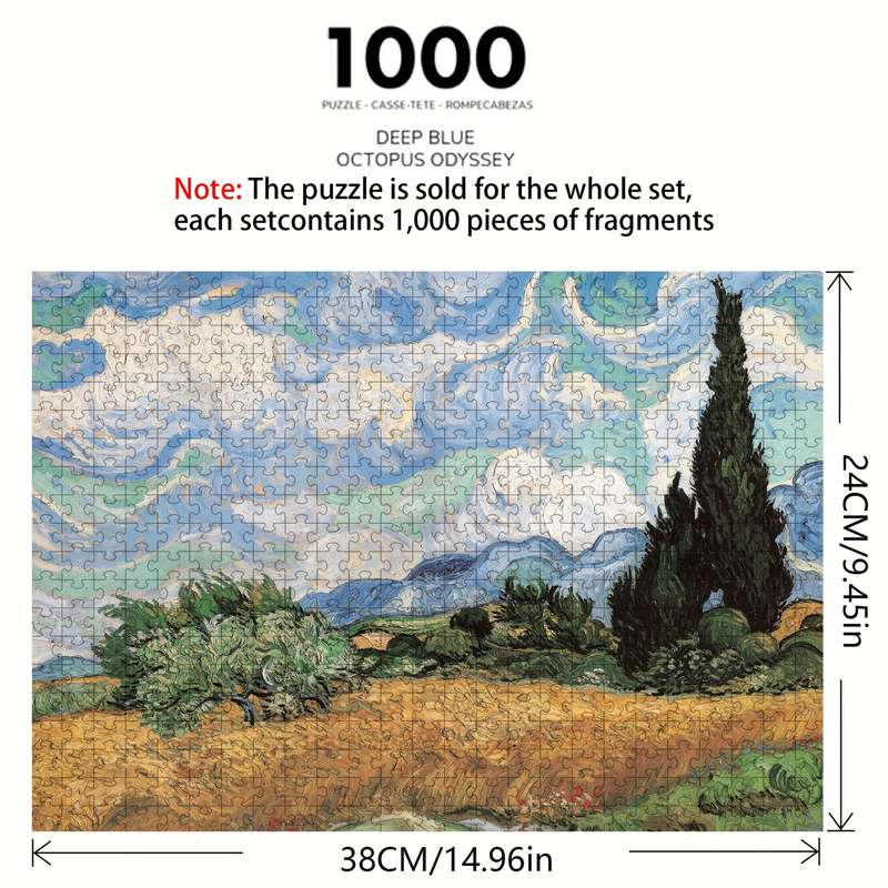 1000pcs Van Gogh Inspired Jigsaw Puzzle for Adults Vibrant Colorful Landscape Scen
